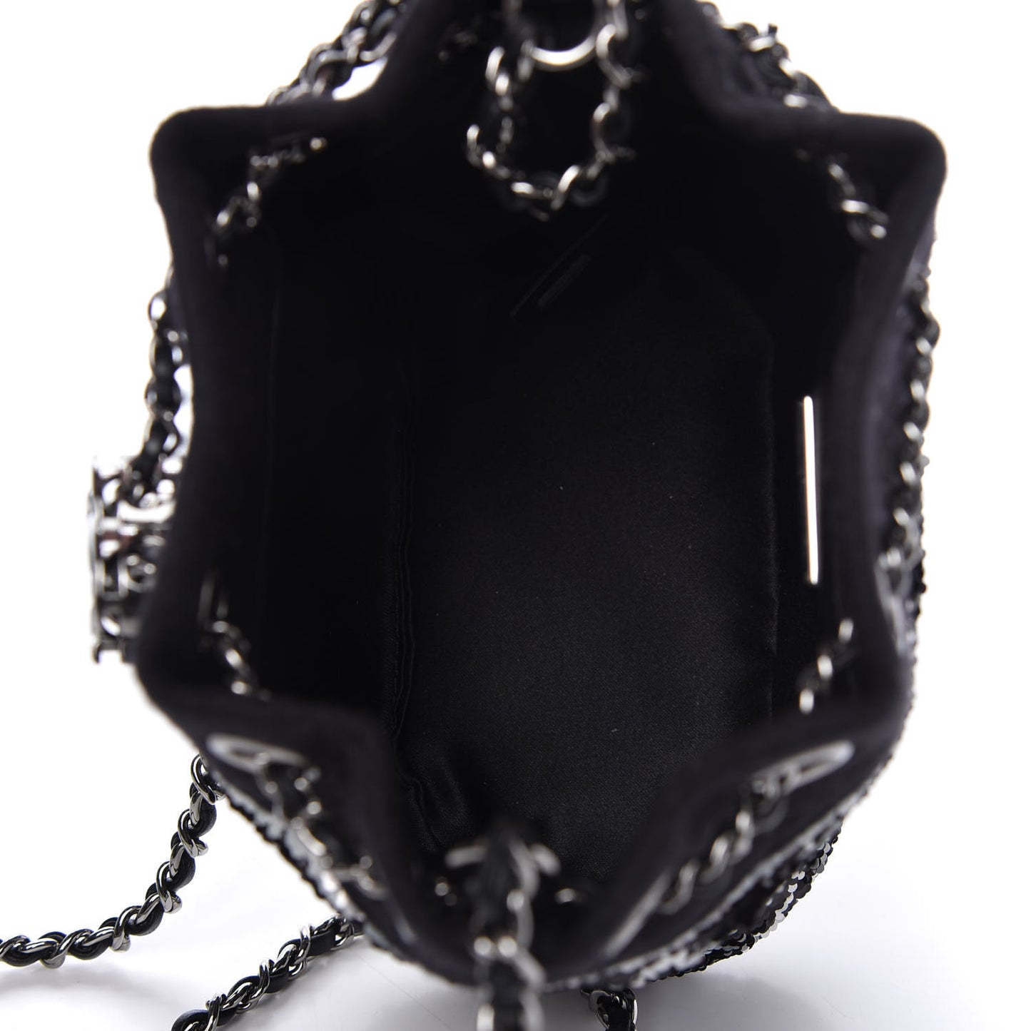 Sequin Wool Drawstring Bag Bag Black Silver