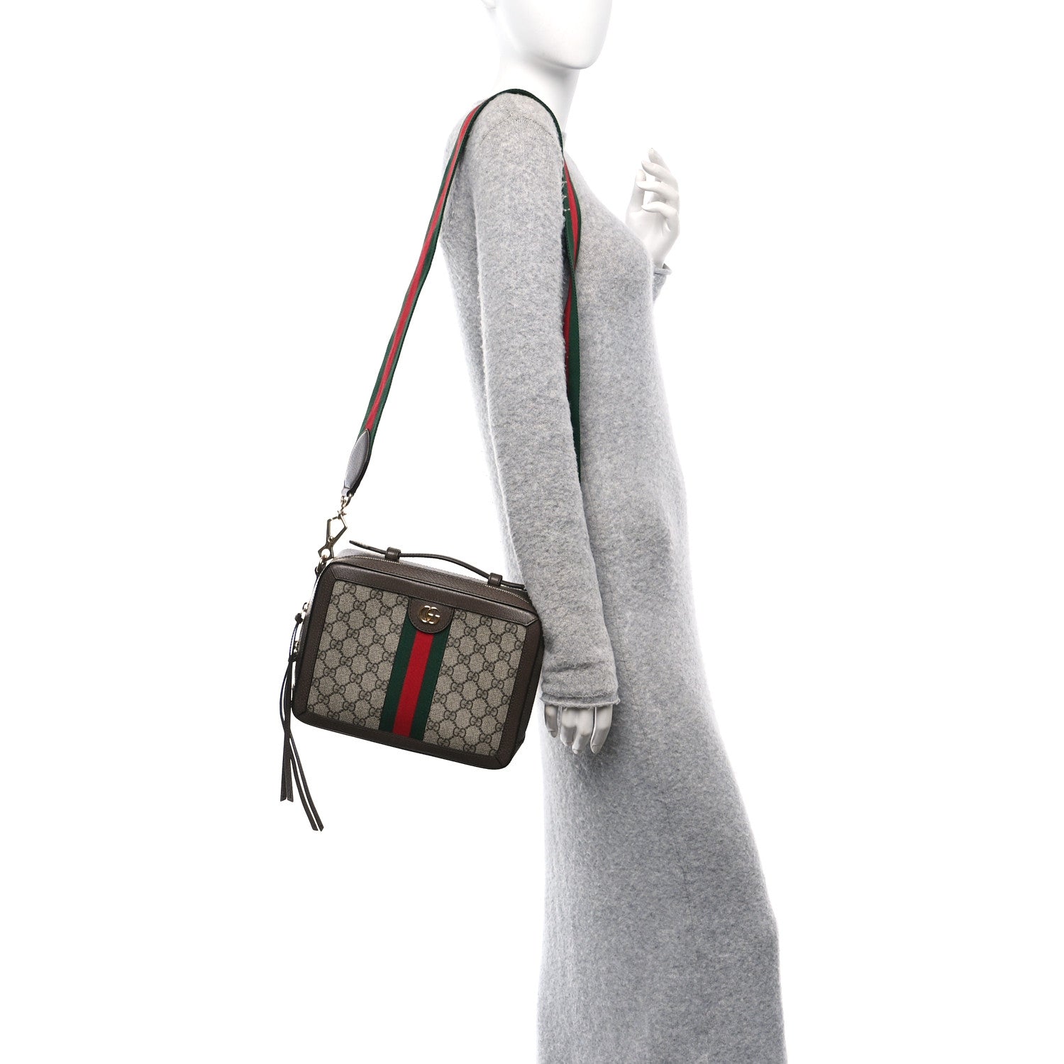 Gucci GG Supreme Monogram Web Small Ophidia Top Handle Shoulder Bag Brown 2 of 11