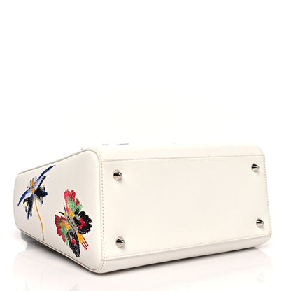 Christian Dior Smooth Calfskin Embroidered Medium Lady Dior White Multicolor 4 of 13