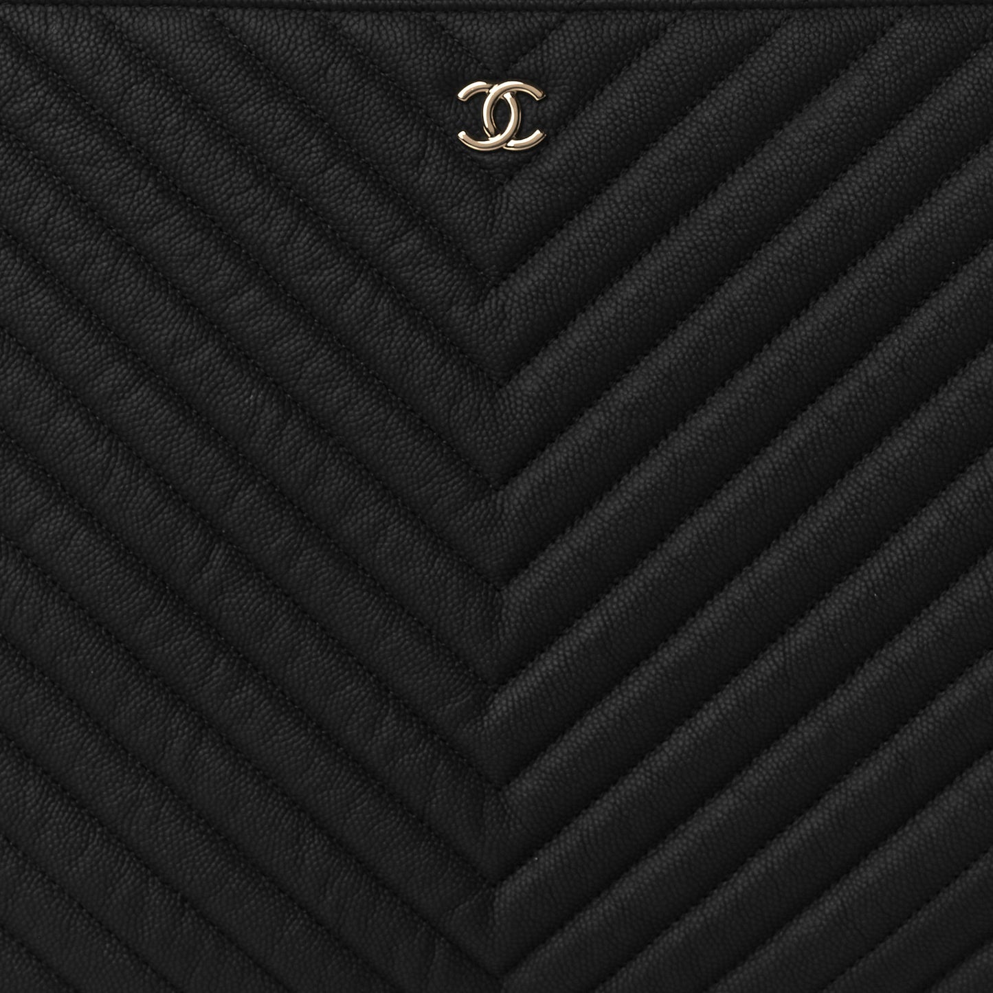 Caviar Chevron Quilted Large Cosmetic Case Black