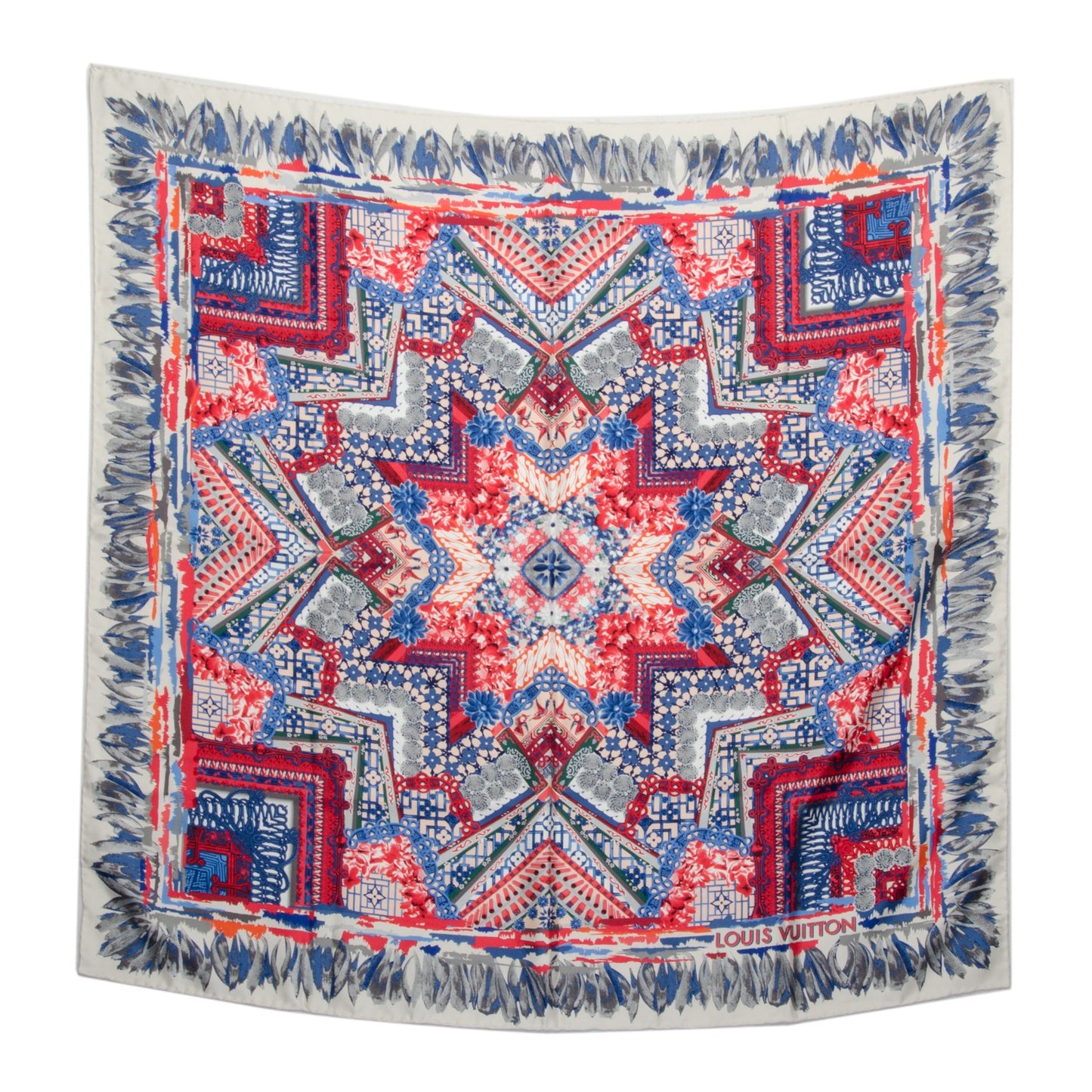 Silk Paradis Square Scarf Red Blue
