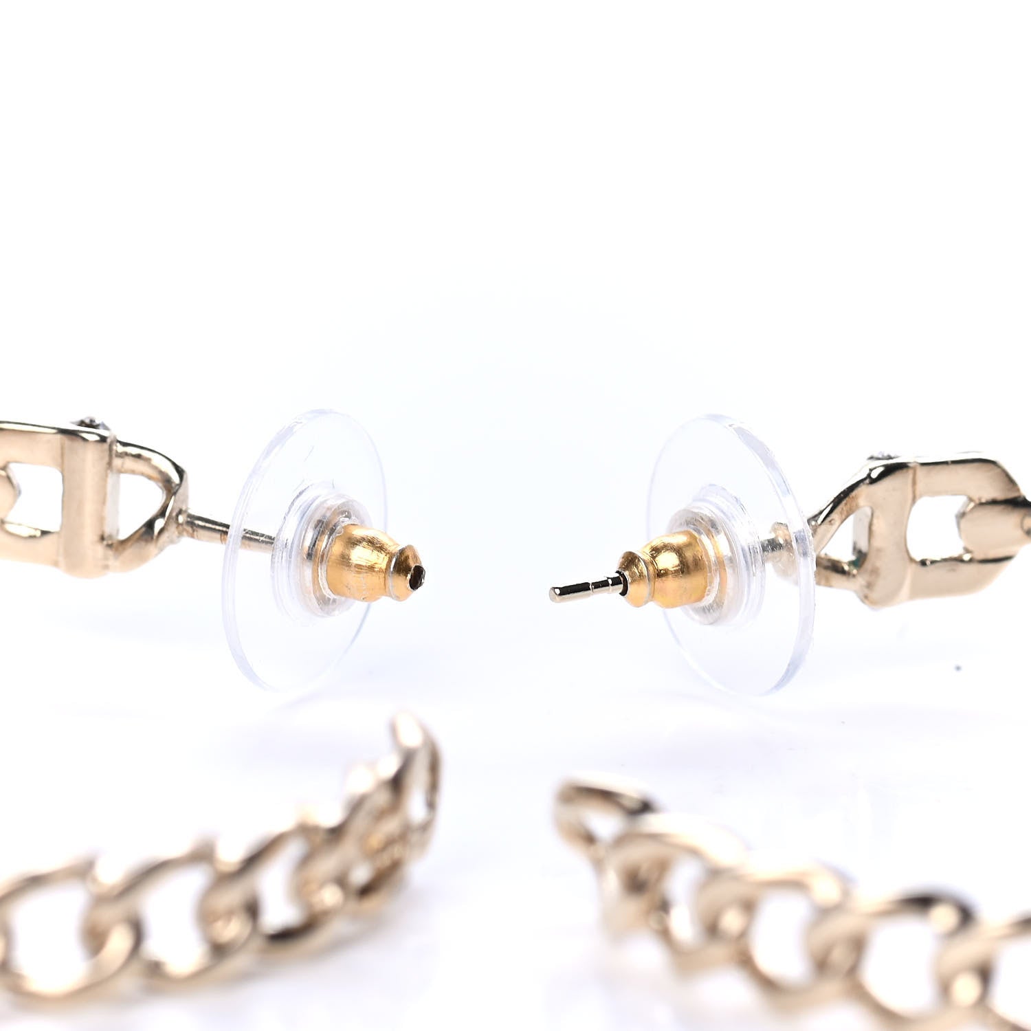 Chanel Crystal CC Vendome Hoop Earrings Gold 3 of 4