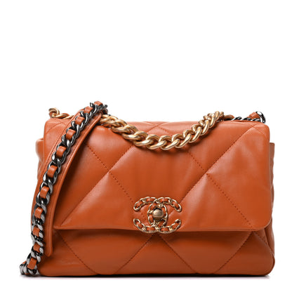 Chanel Lambskin Quilted Medium Chanel 19 Flap Light Brown 1 of 8