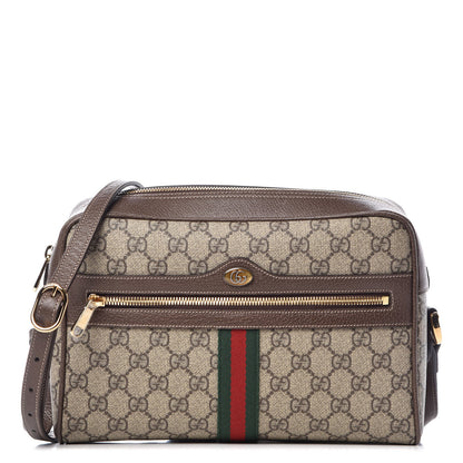 Gucci GG Supreme Monogram Web Small Ophidia Shoulder Bag Brown 1 of 9