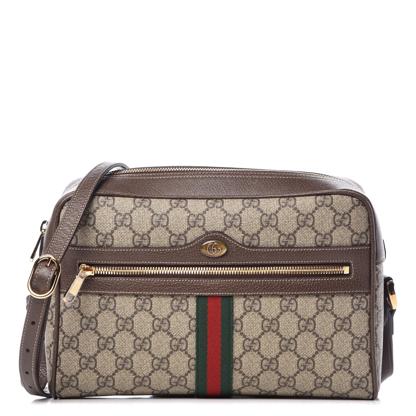GG Supreme Monogram Web Small Ophidia Shoulder Bag Brown