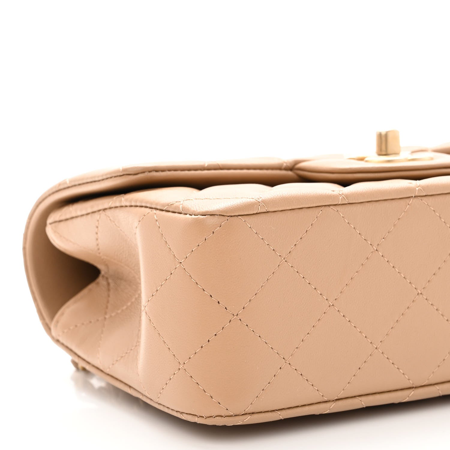 Chanel Lambskin Quilted Mini Top Handle Rectangular Flap Beige 9 of 11