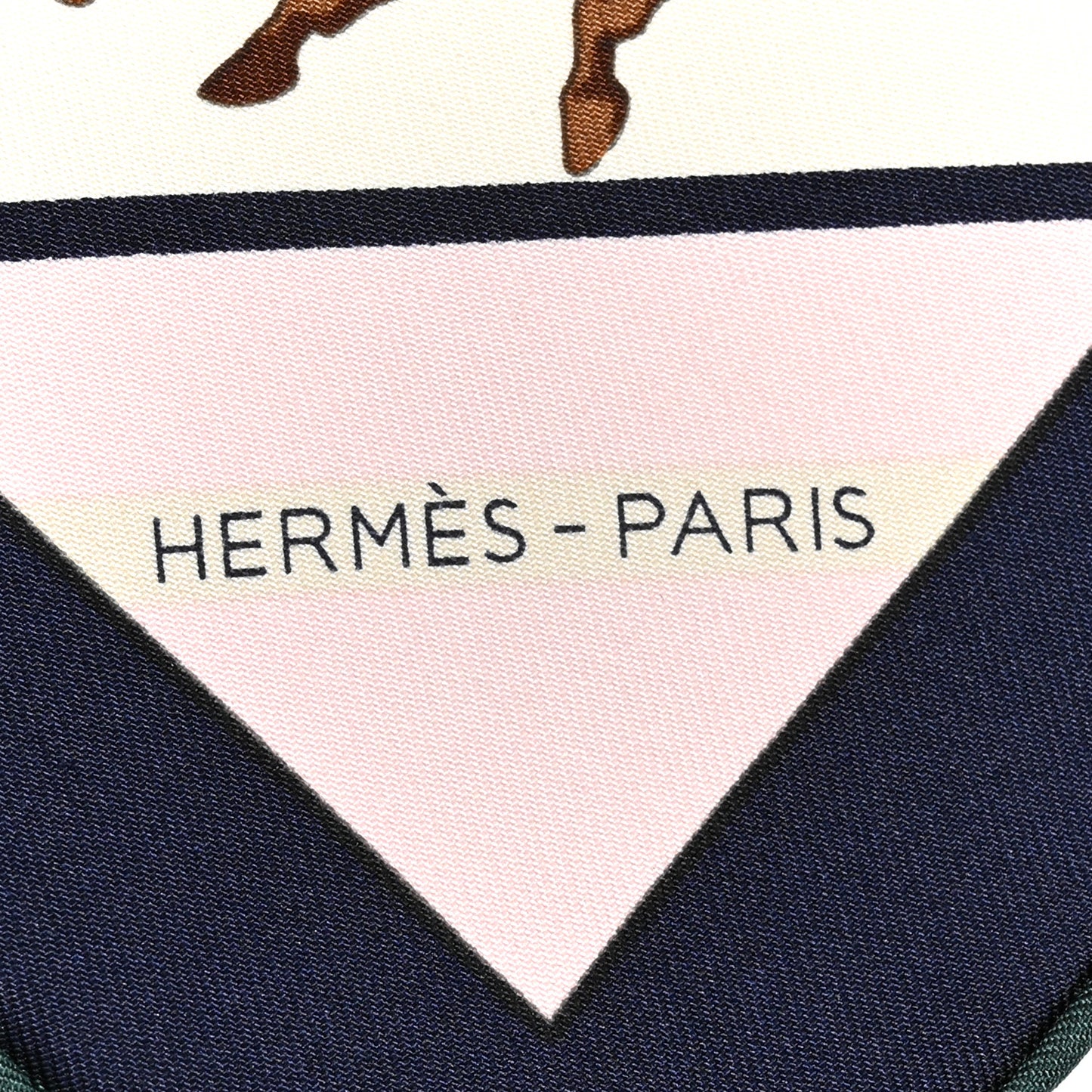 Silk Les Courses Scarf 45 Marine Beige Vert