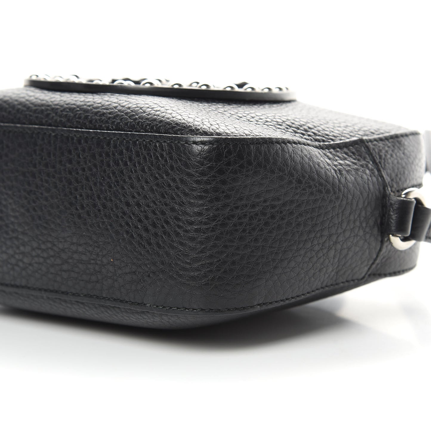Pebbled Calfskin Studded Small Soho Disco Bag Black