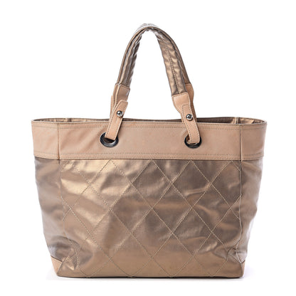 Chanel Metallic Coated Canvas Large Paris Biarritz Tote Gold 1 of 9