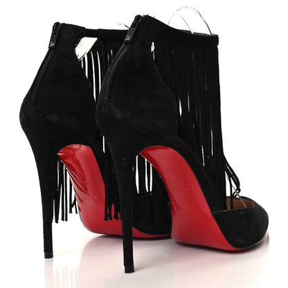 Christian Louboutin Veau Velours Fringe Courtain 100 Pumps 39.5 Black 4 of 7