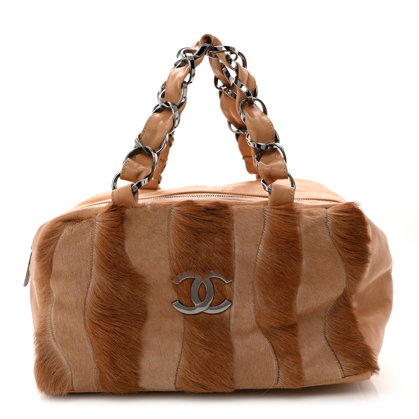 Lambskin Pony Hair Tote Dark Beige