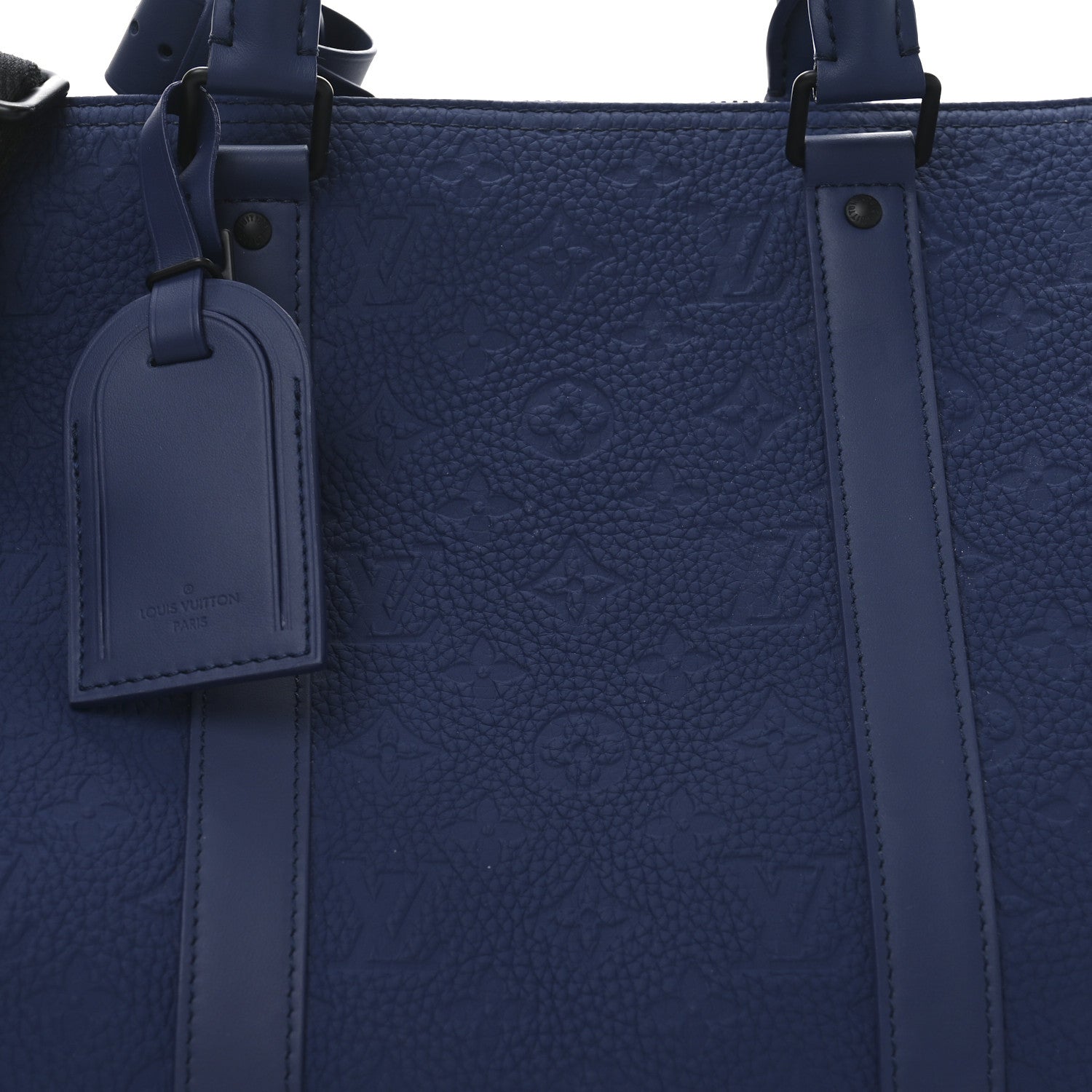 Louis Vuitton Embossed Calfskin Monogram Shadow Keepall Bandouliere 50 Navy Blue 6 of 8