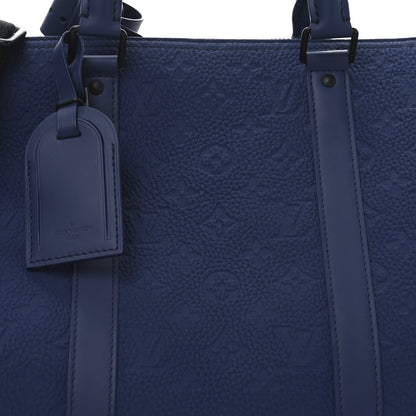 Louis Vuitton Embossed Calfskin Monogram Shadow Keepall Bandouliere 50 Navy Blue 6 of 8
