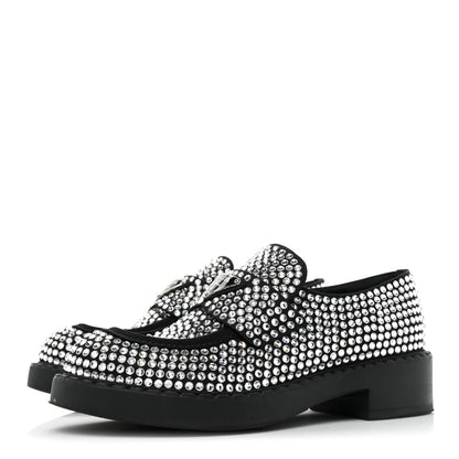 Prada Satin Crystal Metal Triangle Logo 50mm Loafers 36 Cristal 3 of 11