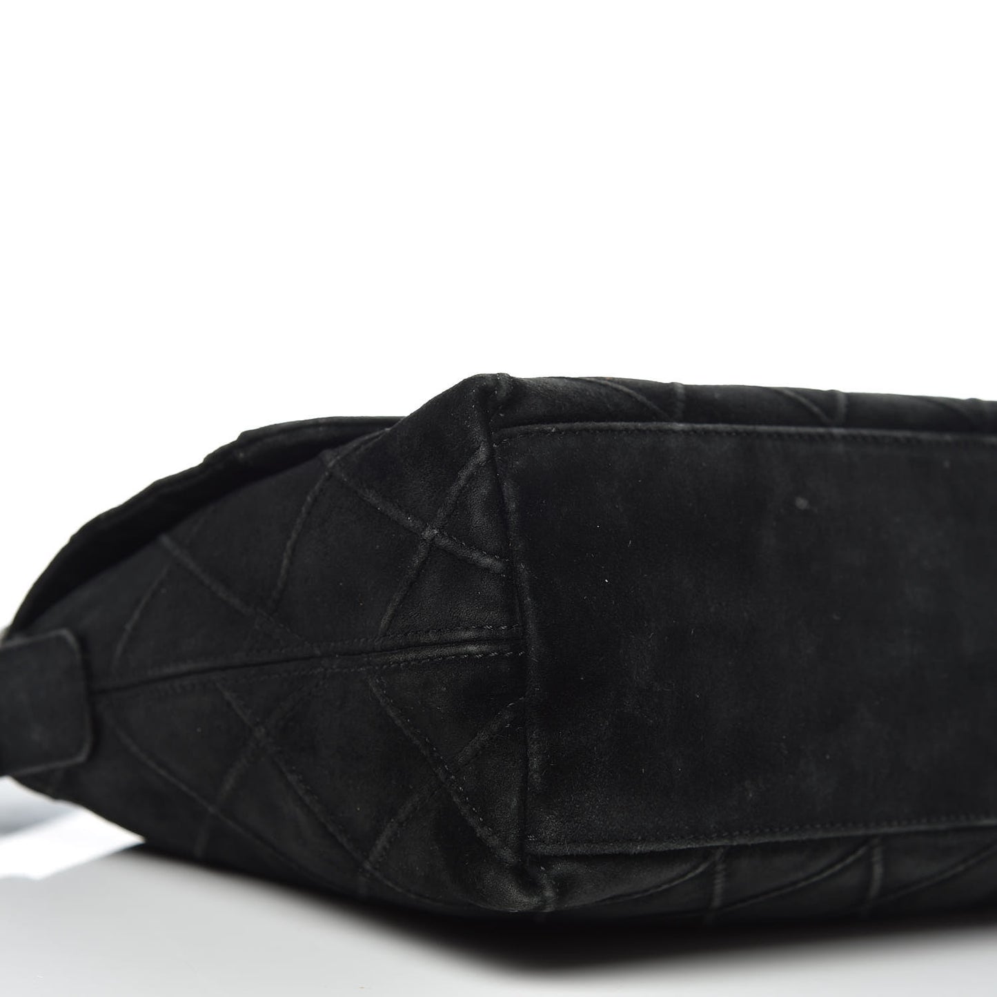 Suede Quilted Flap Shoulder Bag Black