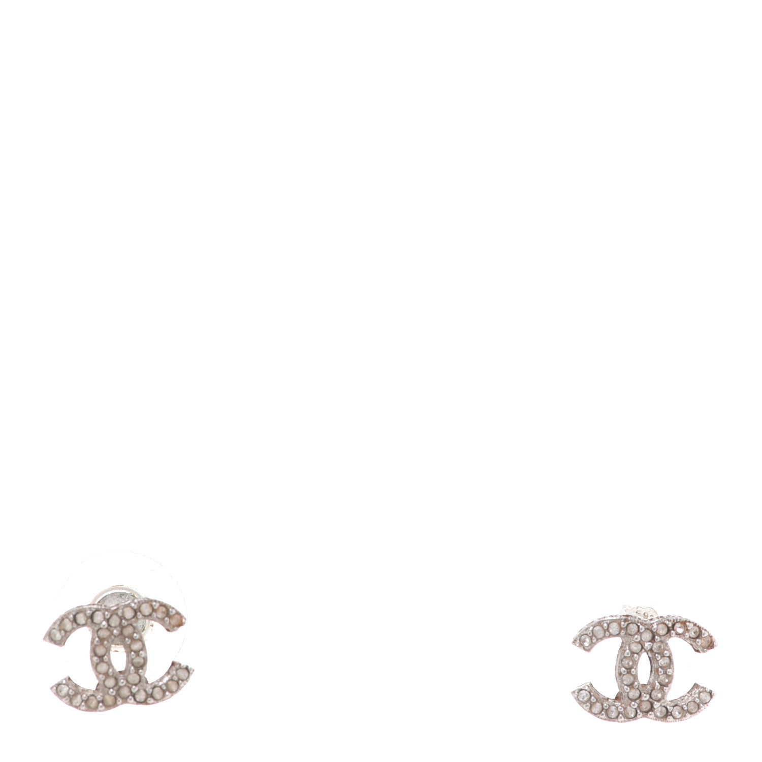 Chanel Crystal Timeless CC Earrings Silver 1 of 4