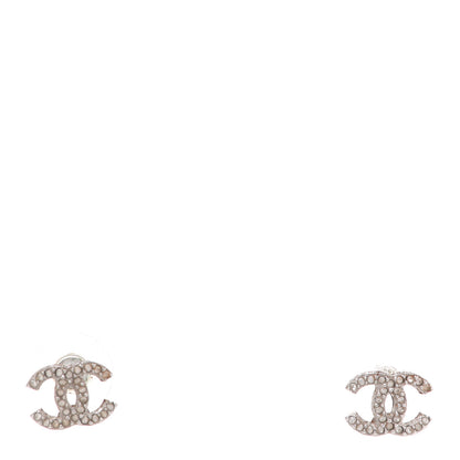 Chanel Crystal Timeless CC Earrings Silver 1 of 4