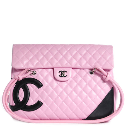 Chanel Calfskin Quilted Large Cambon Flap Pink Black 1 of 12