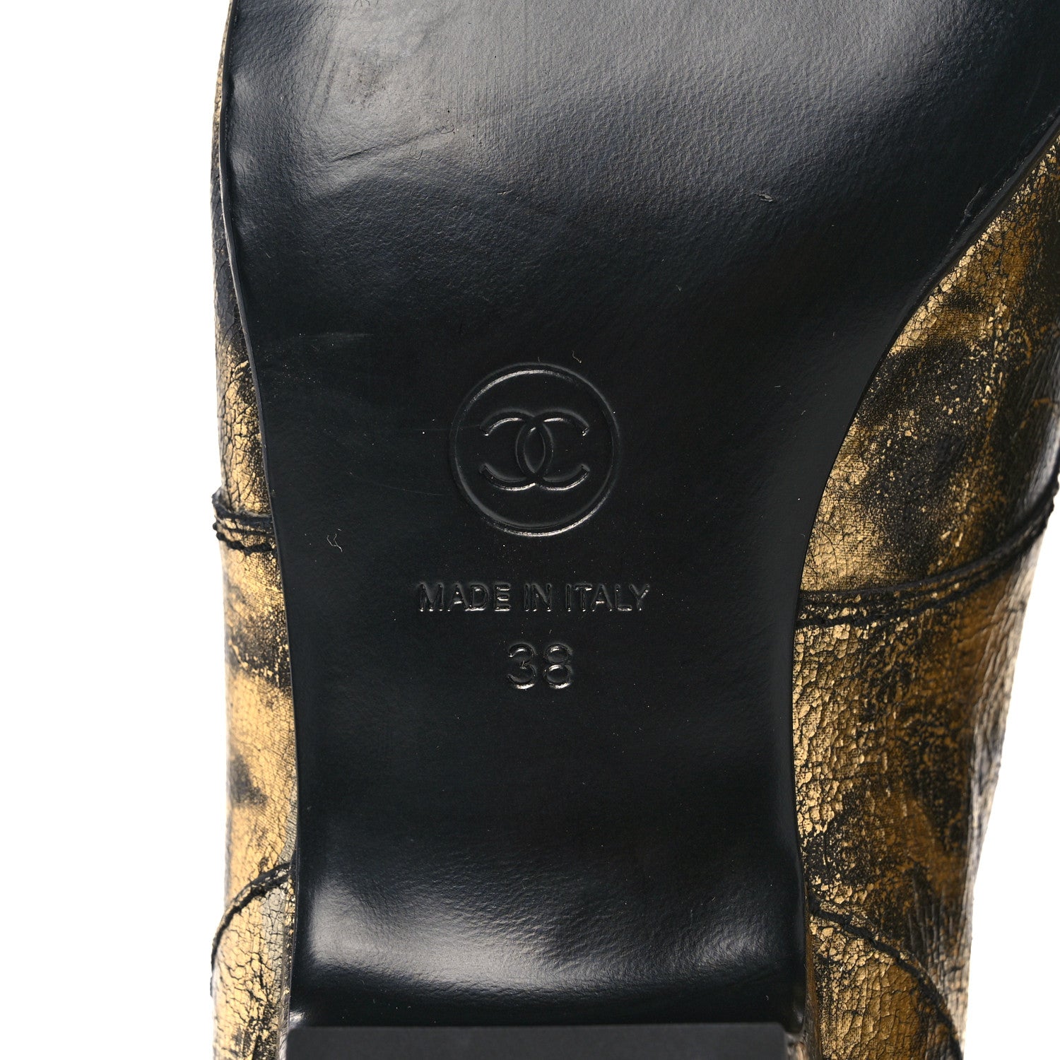 Chanel Laminated Goatskin Lace Up Oxford 38 Gold 6 of 9
