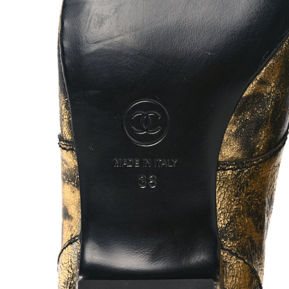 Chanel Laminated Goatskin Lace Up Oxford 38 Gold 6 of 9