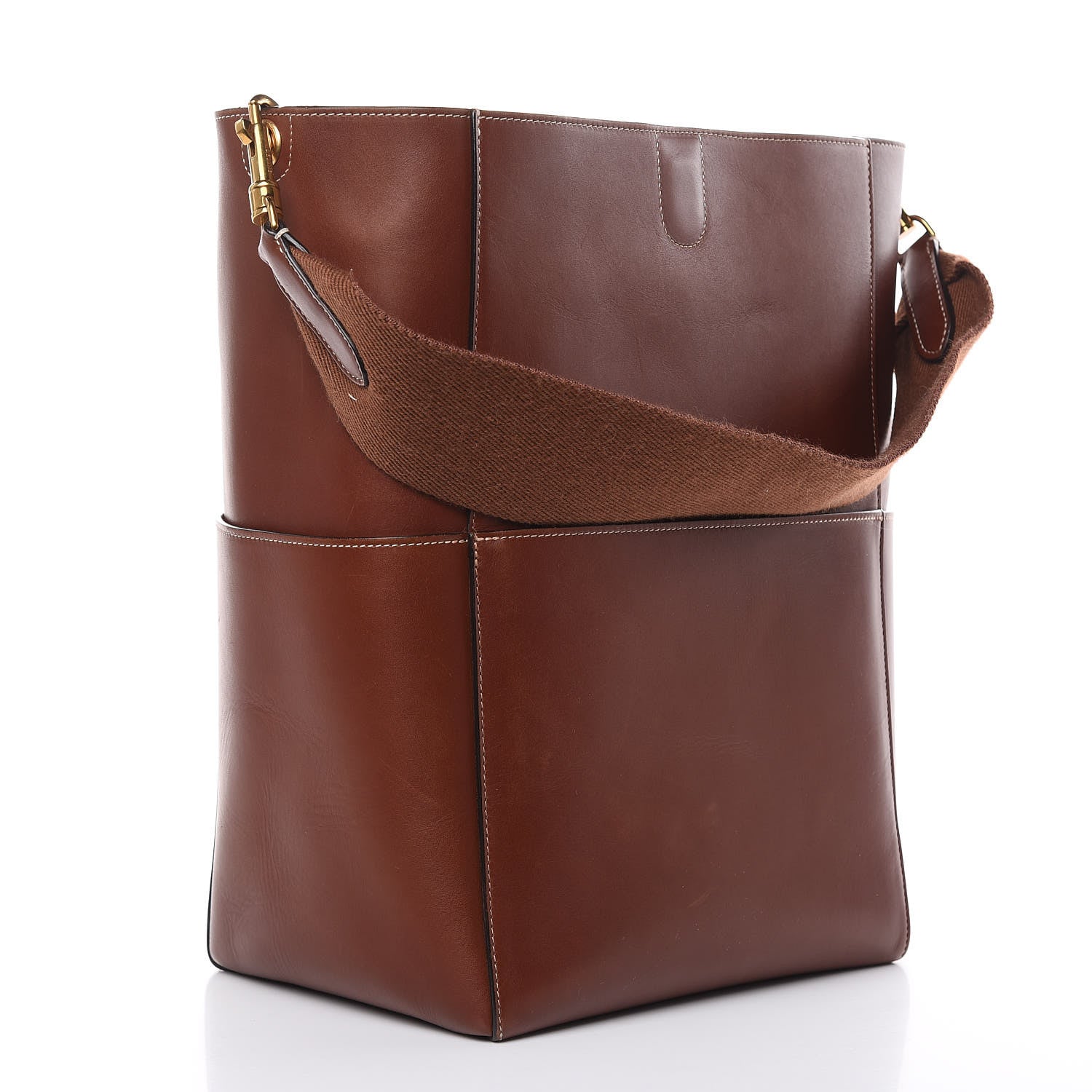 Celine Natural Calfskin Sangle Bucket Bag Dark Brown 3 of 12