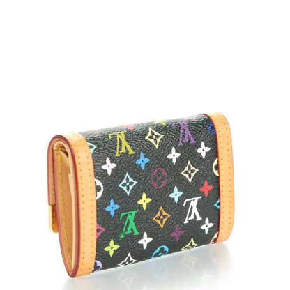 Louis Vuitton Monogram Multicolor Porte-Monnaie Plat Coin Purse Black 3 of 7