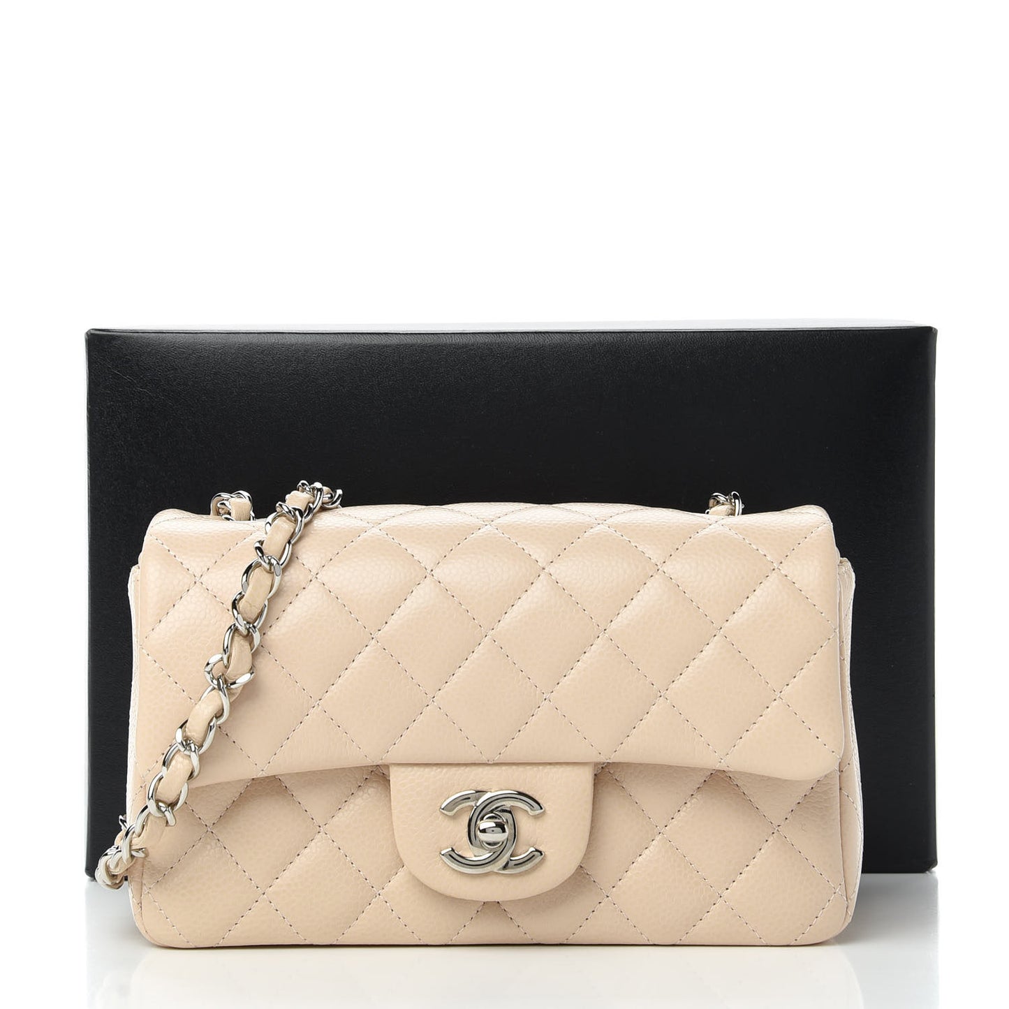 Caviar Quilted Mini Rectangular Flap Light Pink