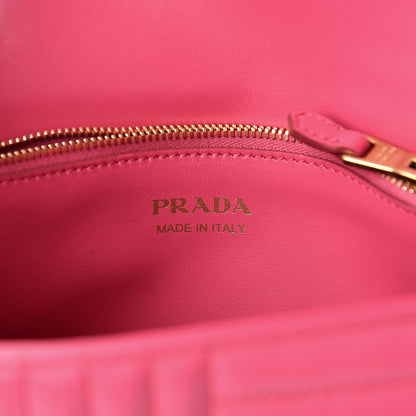 Prada Soft Calfskin Impunture Diagramme Medium Chain Flap Shoulder Bag Magenta 6 of 9