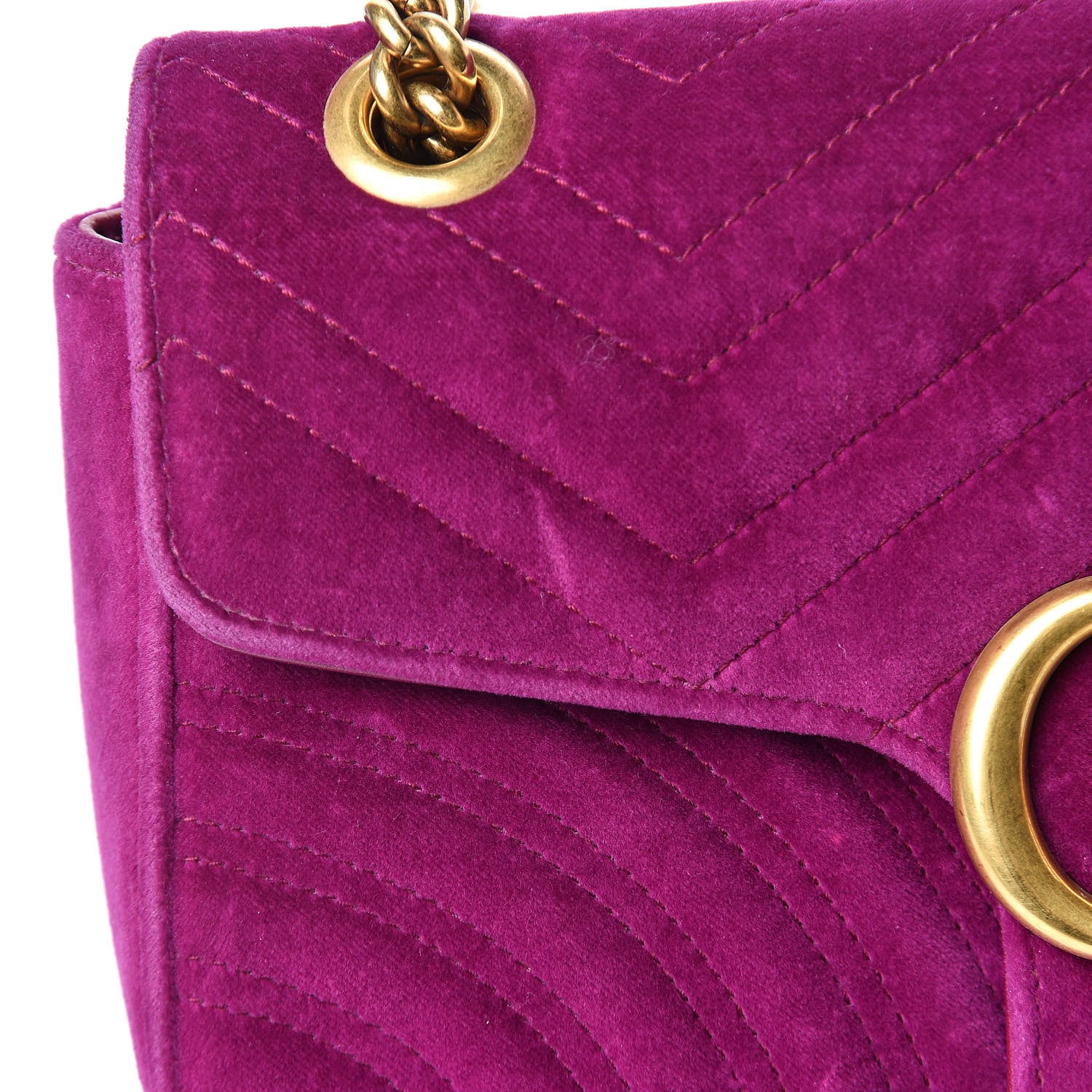 Gucci Velvet Matelasse Small GG Marmont Shoulder Bag Fuchsia Violet Cyclamen 12 of 12