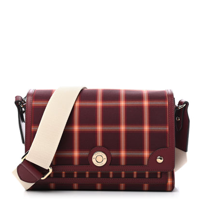 Burberry Calfskin Nylon Tartan Note Crossbody Bag Bright Red 1 of 9