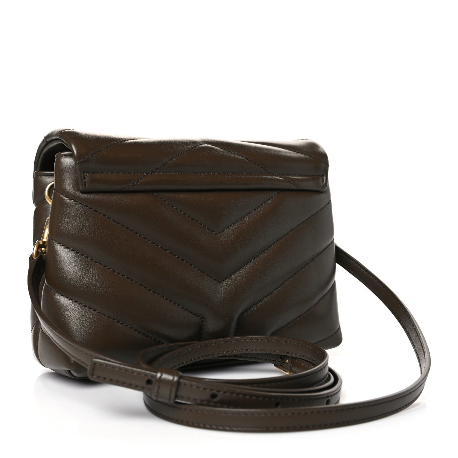Saint Laurent Calfskin Y Quilted Monogram Toy Loulou Crossbody Bag Soil Brown 3 of 9