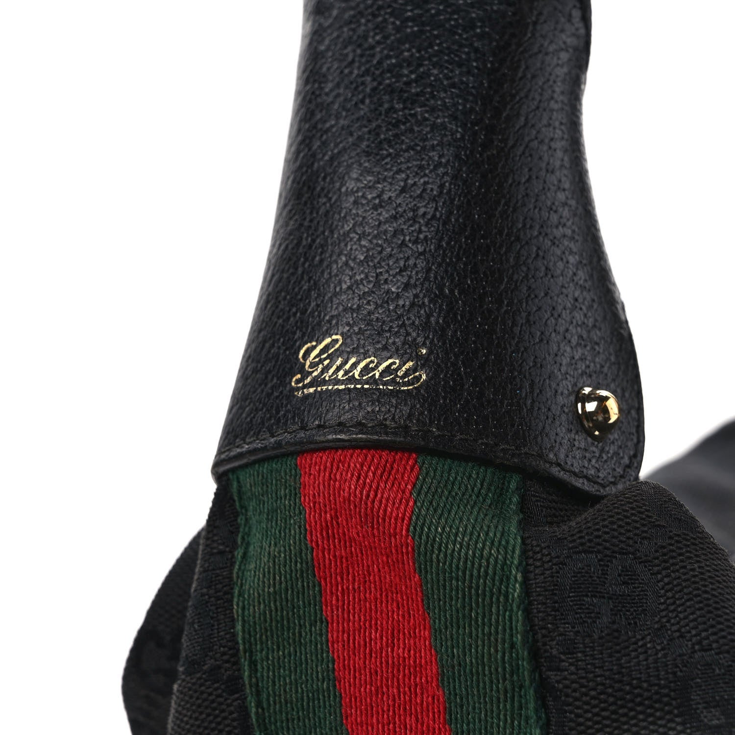 Gucci Monogram Web Bamboo Ring Hobo Black 10 of 11