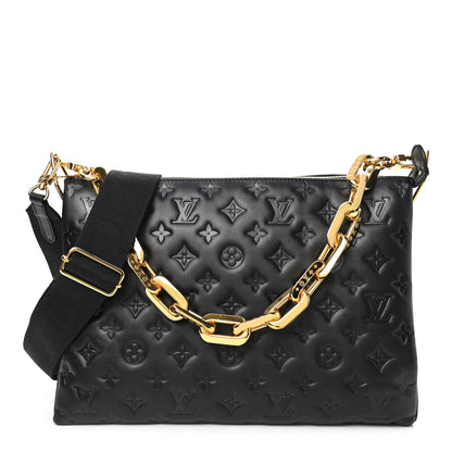 Louis Vuitton Lambskin Embossed Monogram Coussin MM Black 1 of 10
