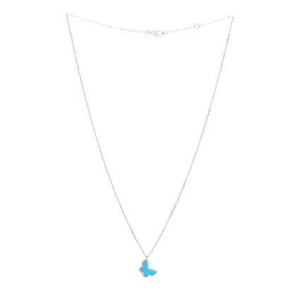 Van Cleef & Arpels 18K White Gold Turquoise Sweet Alhambra Butterfly Pendant Necklace 3 of 5