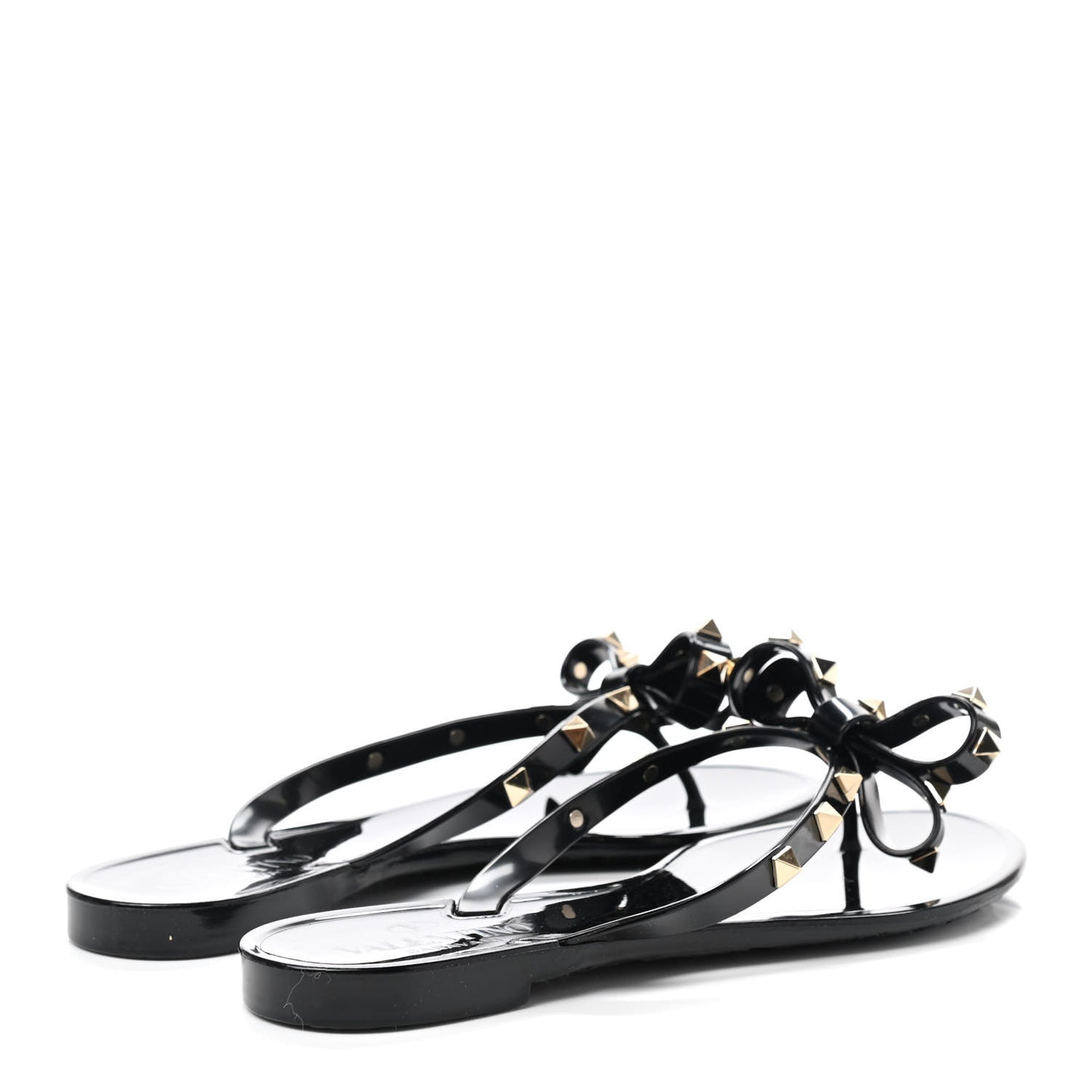 PVC Jelly Rockstud Bow Thong Sandals 37 Black