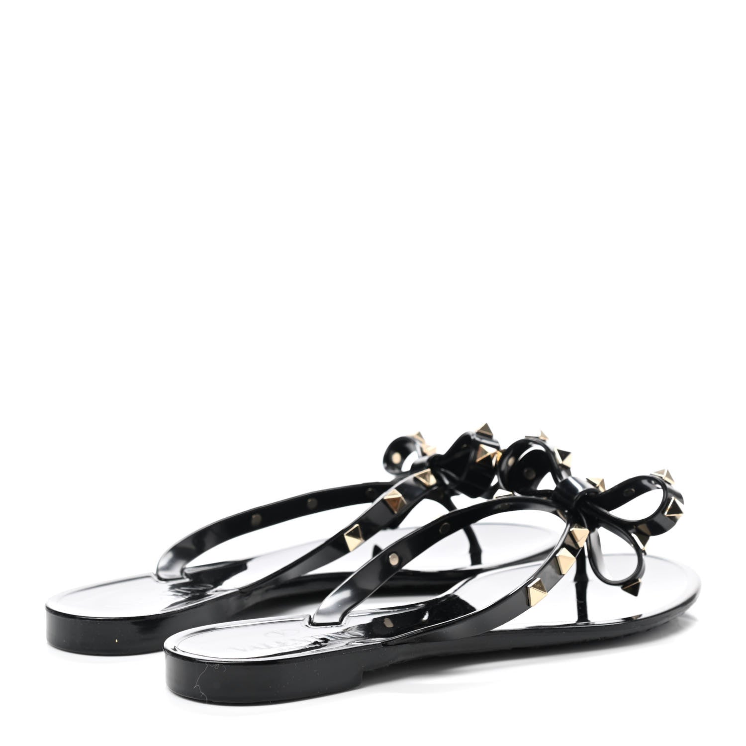Valentino Garavani PVC Jelly Rockstud Bow Thong Sandals 37 Black 4 of 7