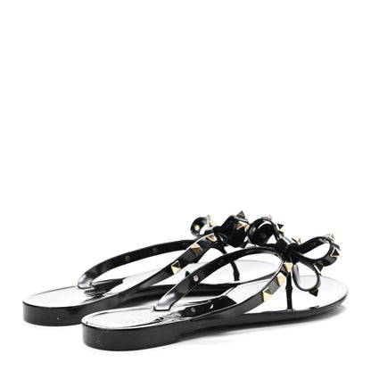 Valentino Garavani PVC Jelly Rockstud Bow Thong Sandals 37 Black 4 of 7