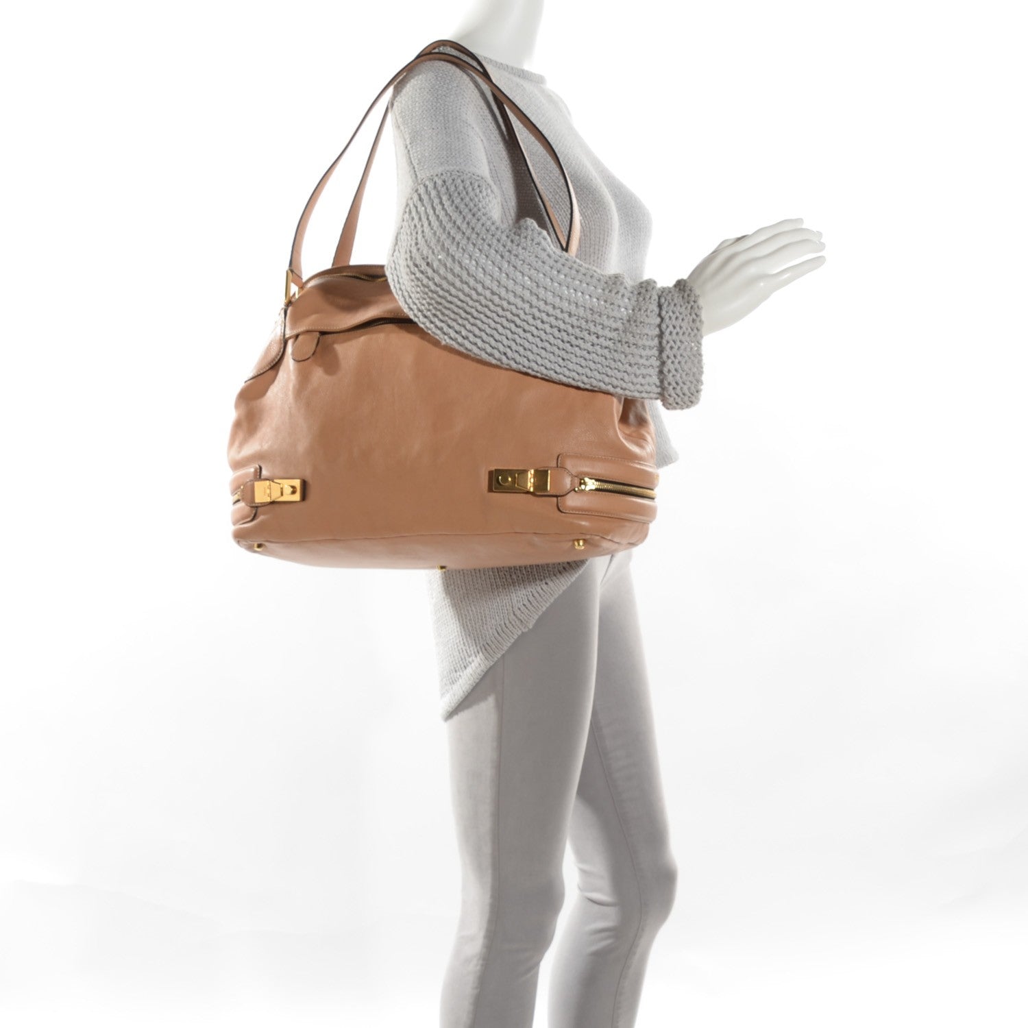 Chloe Calfskin Cary Zipped Shoulder Bag Beige 4 of 11