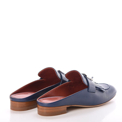Hermes Goatskin Rivoli Mules 36.5 Bleu Maritime 4 of 7