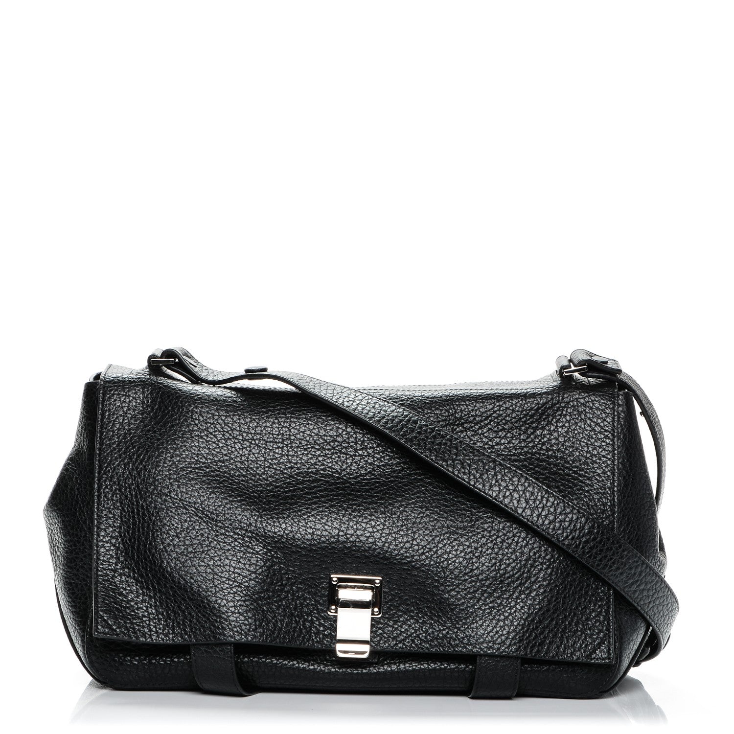 Proenza Schouler Pebbled Calfskin Double Sided PS Courier Bag Black 1 of 7