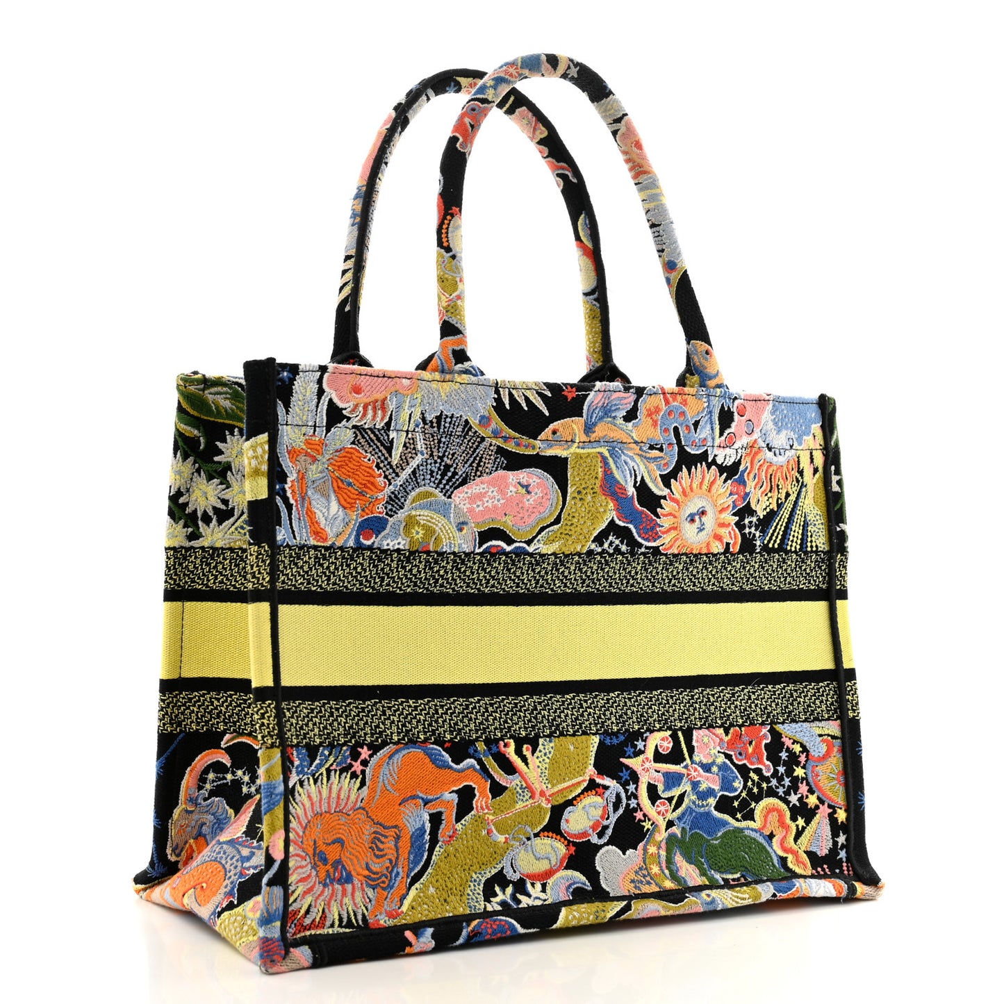 Canvas Zodiac Fantastico Embroidered Medium Book Tote Black Multicolor
