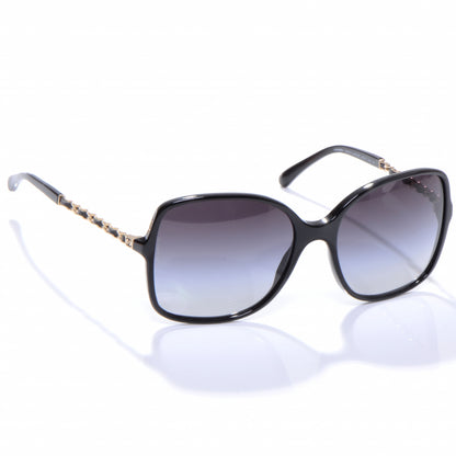 Chanel Acetate Lambskin Chain Square Sunglasses 5210-Q Black 3 of 5