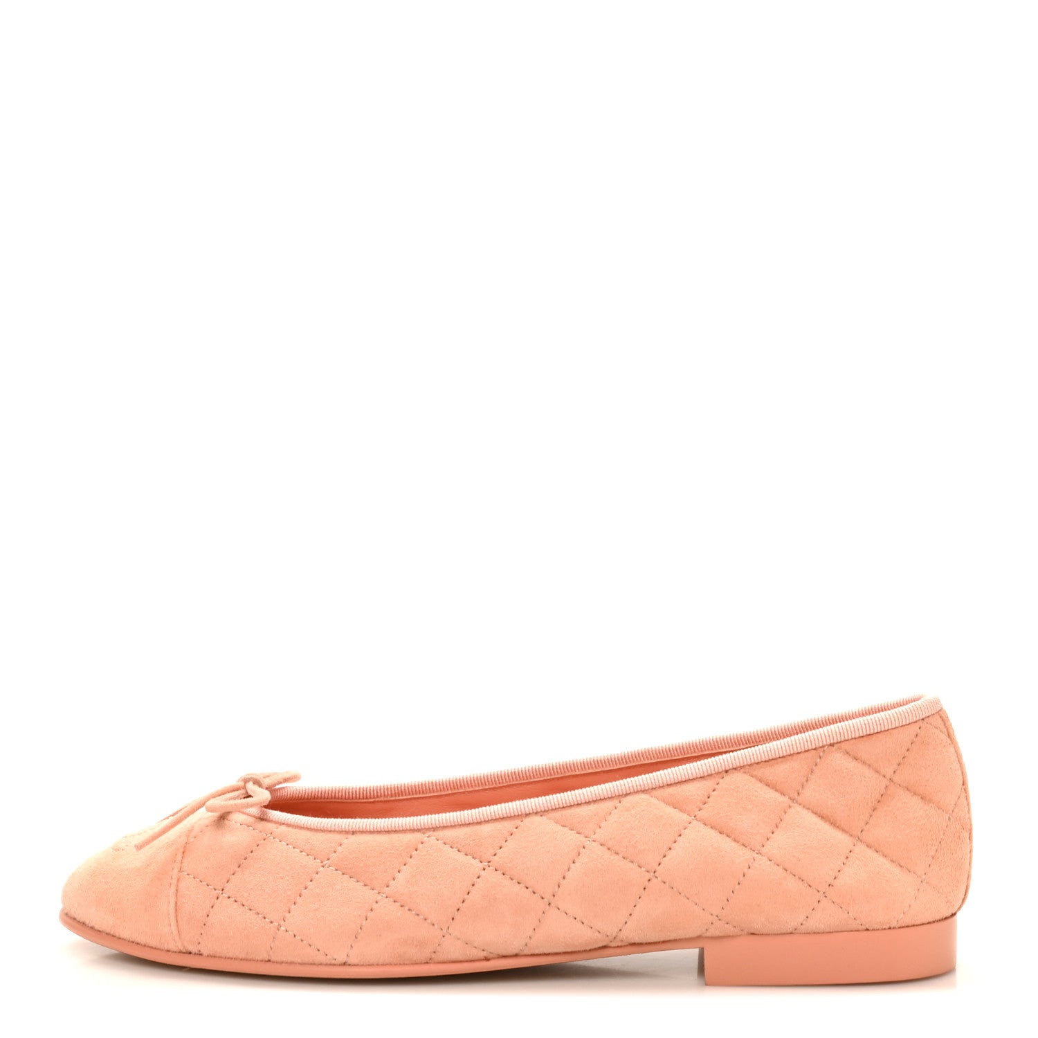 Chanel Suede Quilted Cap Toe CC Ballerina Flats 38 Light Orange 1 of 10