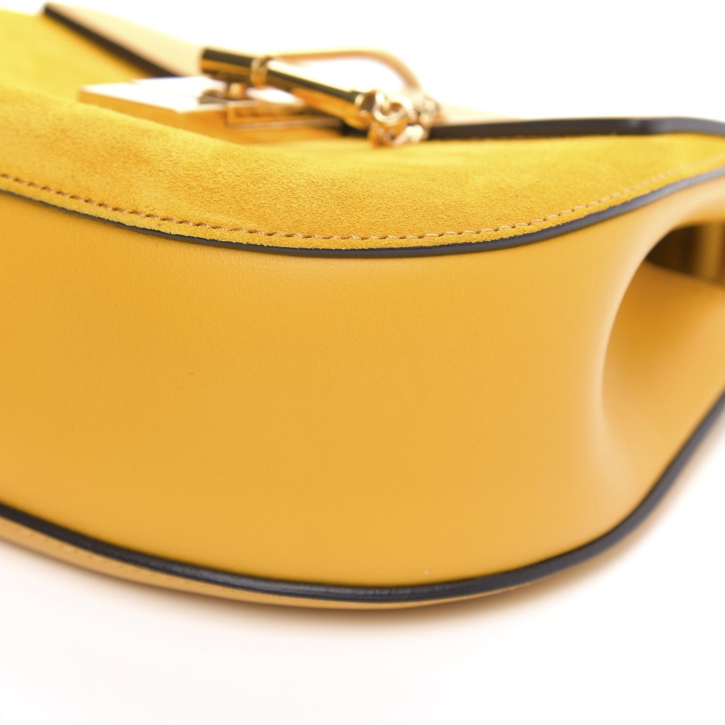 Suede Smooth Calfskin Mini Drew Shoulder Bag Mustard