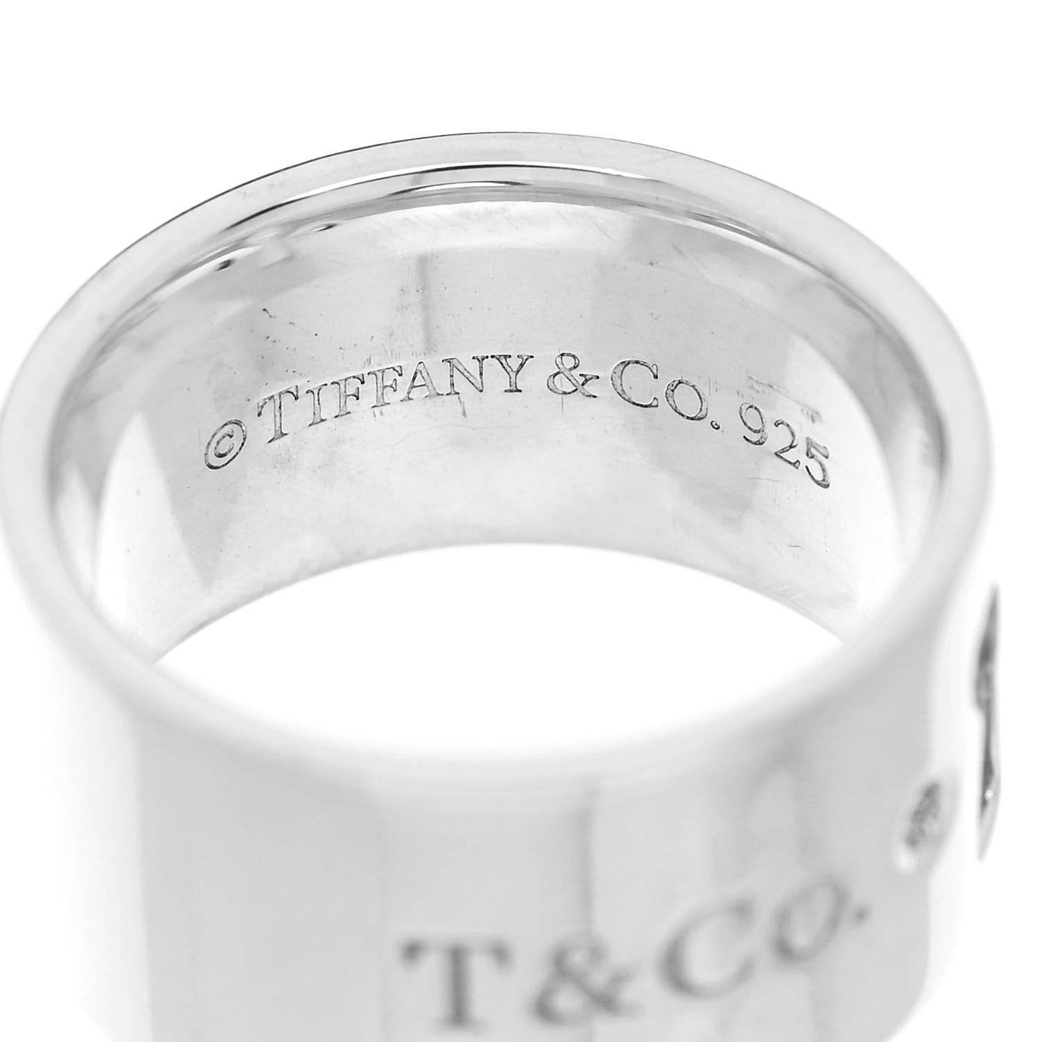 Tiffany Sterling Silver Diamond Wide Locks Band Ring 47 4 4 of 4