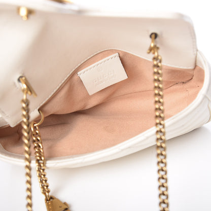 Gucci Calfskin Matelasse Super Mini GG Marmont Shoulder Bag White 5 of 17