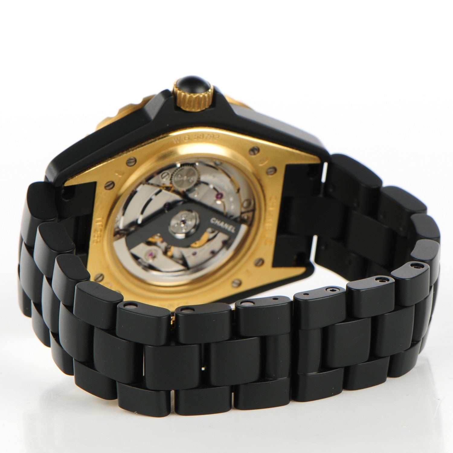 Chanel Stainless Steel 18K Yellow Gold Matte Ceramic 41mm J12 Automatic Watch Black 4 of 7