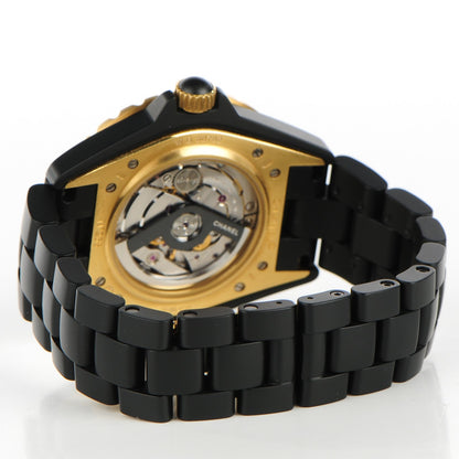 Chanel Stainless Steel 18K Yellow Gold Matte Ceramic 41mm J12 Automatic Watch Black 4 of 7