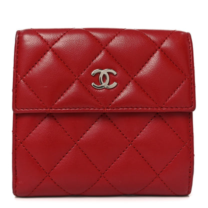 Chanel Lambskin Quilted Compact French Flap Wallet Red 1 of 10