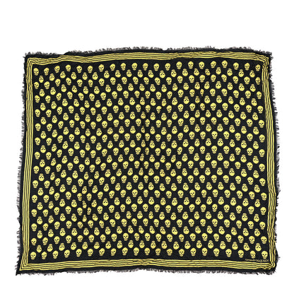 Alexander McQueen Silk Chiffon Skull Scarf Black Yellow 1 of 3